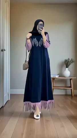 MIDI Dress Rawis Daun Bahan Katun Combed 20s Baju kaos tunik wanita muslimah Terbaru Kekinian #dress 