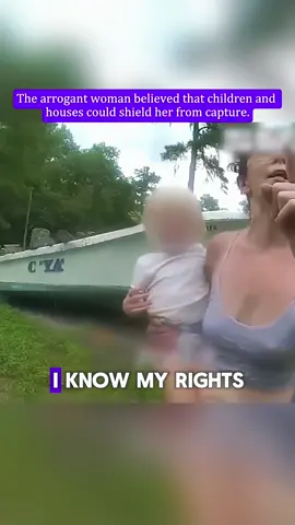 The woman thought that she could escape the arrest of the police with her children and house.#police #policeofficer #cops #fyp 