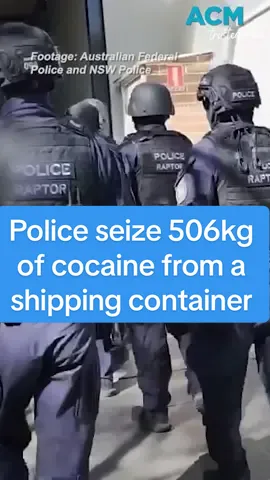 Three Sydney men have been charged, and about 506 kilograms of cocaine was seized from a shipping container in Sydney. Footage by AFP and NSW Police  #ACMNational #crime #sydney #afp #nswpolice