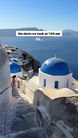 Rumour has it they’re still in line to get the shot 😅 Welcome to Santorini 🧿 the streets may look empty at sunrise, but give it a couple of hours and you’ll be elbow-to-elbow with hundreds of other people trying to capture the same photo 🫣 If you want those dreamy, crowd-free shots, set your alarm early… like BEFORE sunrise early! Our 5 favorite spots to take photos in Santorini: 🧿 The Blue Domes in Oia, the most iconic view on the island (intro to this video) 🧿 The marble pathway beside the Blue Domes, just as photogenic and a little less crowded. 🧿 Oia Castle at sunset — hands down the best place to watch sunset on the island but get there early as the entire island will be there to watch too! 🧿 Ammoudi Bay — colorful fishing boats and crystal-clear water and amazing tavernas/restaurants! 🧿 The streets of Fira at golden hour — perfect light and classic whitewashed architecture. TAG someone that needs to see this! 👇🏼 #santorini #greece #oia #santorinigreece #greekholiday #eurosummer #europeansummer #greecestagram #trending #viral #comedy