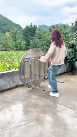 Bàn tròn inox 1m2 chân xếp gấp gọn đa năng#giadung_giadinh01 #cuahangdodungnhabep1 #xuhuongtiktok 