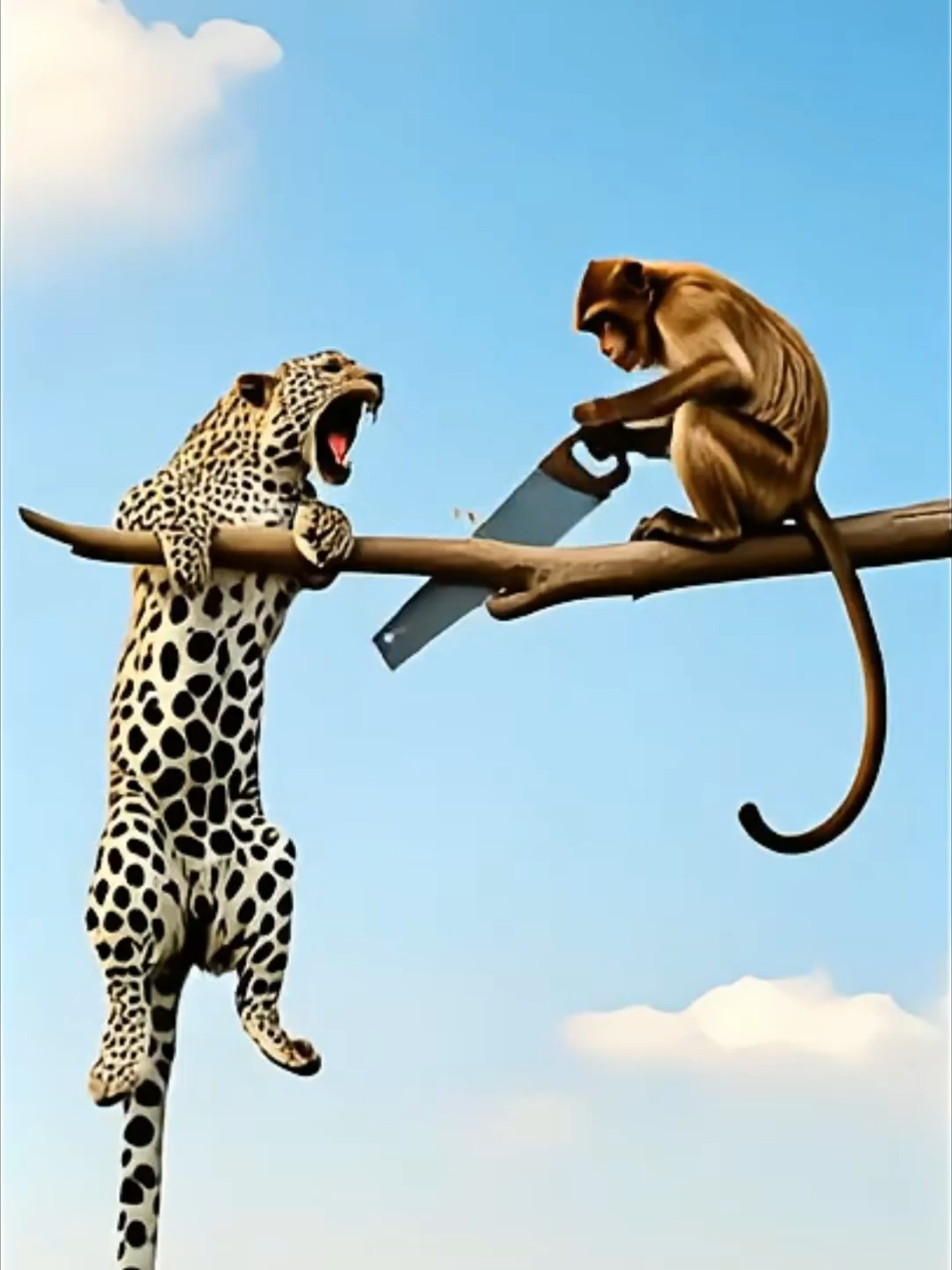 Macan tutul salah pilih musuh! 🤣 Lihat ending-nya!  #FYP #fypシ #monyetlucu #animalcomedy #funnyanimalvideo #videolucu #satutreeberdua #plotwist #monyetvsleopard #kartunlucu #animalfails #humoranaktn #karmainstan #darkhumor #funnyanimals #wildlifecomedy