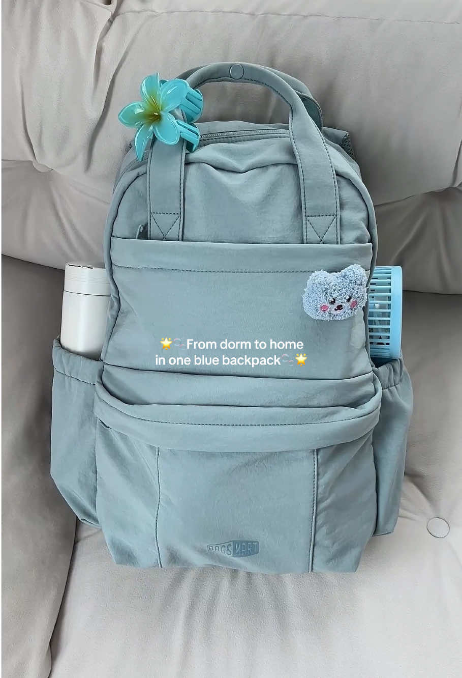From dorm to home in one blue backpack🌟🫧#bagsmart #travelbackpack #backpack #workbackpack #backpacking 
