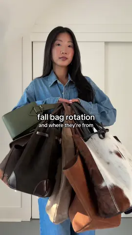 all of the bags i’m most excited to wear this fall 🍂 #bagcollection #fallinspo 