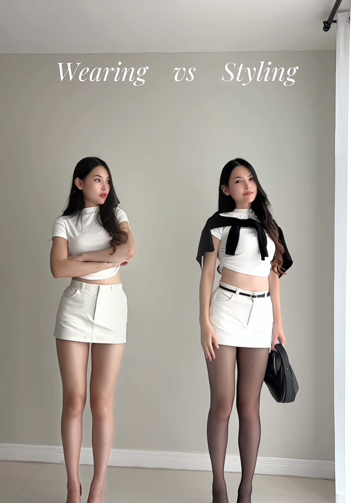 Wearing vs Styling | แค่เพิ่มไม่กี่ไอเท็มชุดธรรมดาๆก็ดูจึ้งได้❤️‍🔥 ##OOTD##grwm##outfit##outfitideas##clothes##fyp##fashion##model##styling##warmwears