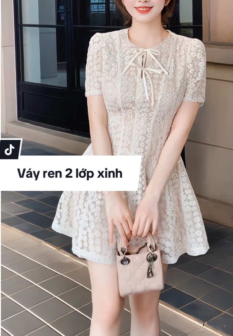 Váy Dự Tiệc Thiết Kế Tay Ngắn chất liệu Ren thêu hoa nhí, chân váy xòe nhẹ, 2 Lớp Lót, Giấu Đường May #vayrenxinh #vayrennu #vaynuxinh #vaythanhlich #xuhuong 