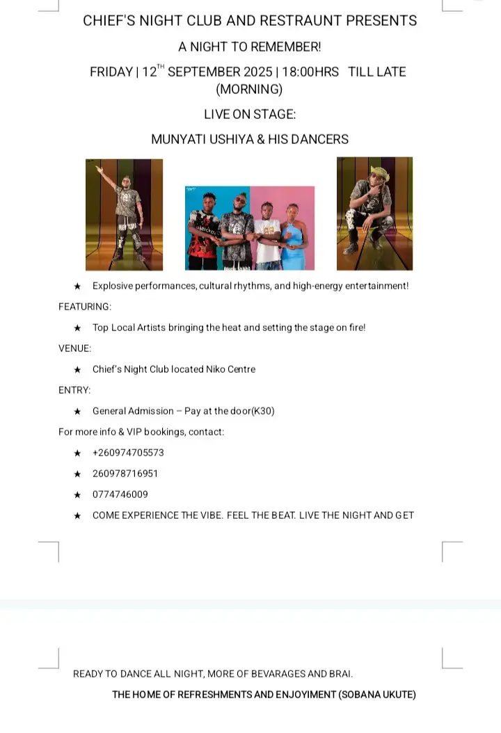 munyati ushiya will be in Niko on the 12th of September 2025