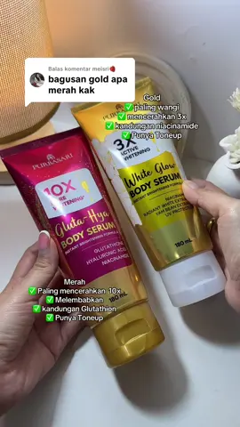 Membalas @meisri🍓 Lebih bagus yang mana antara Body serum Purbasari warna merah atau warna gold #purbasari #welovepurbasari 