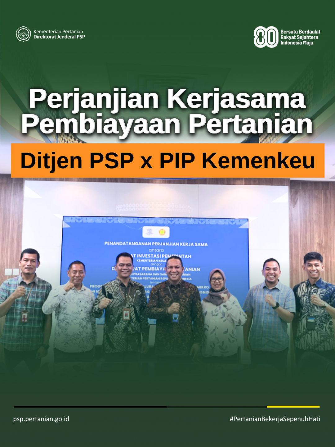Sobatani, Direktorat Pembiayaan Pertanian, Ditjen PSP, Kementan, melakukan penandatanganan Perjanjian Kerjasama dengan Direktorat Kerjasama Pendanaan & Pembiayaan, BLU Pusat Investasi Pemerintah, Kemenkeu. Langkah strategis ini ditujukan untuk menyalurkan pembiayaan bagi petani yang sulit mengakses permodalan, sehingga mereka tetap bisa mengembangkan usaha tani dengan lebih mudah dan berkelanjutan. Acara ini dihadiri langsung oleh Pak Muhammad Yusuf, Direktur Kerjasama Pendanaan & Pembiayaan BLU PIP Kemenkeu, serta Pak Purwanta, Direktur Pembiayaan Pertanian Ditjen PSP Kementan. Kolaborasi lintas kementerian ini menjadi bukti nyata komitmen pemerintah dalam menghadirkan solusi keuangan yang inklusif untuk memperkuat pertanian nasional. #PSPKementan #PembiayaanPertanian #Kementan #Kemenkeu #PIP #KementerianPertanian #PertanianMaju