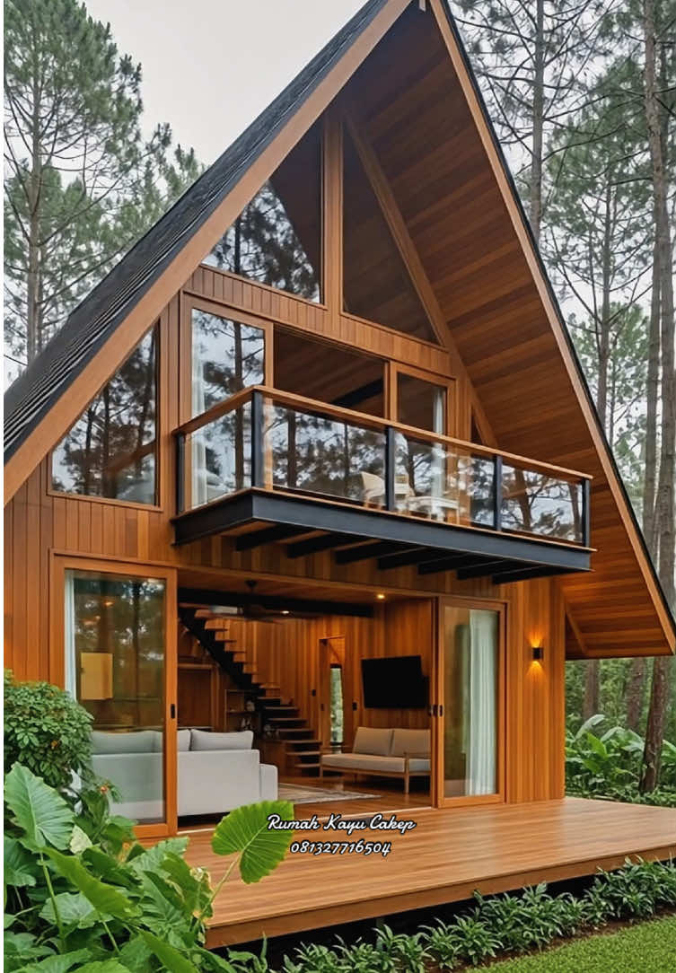 Estetik bersama alam, 🌿🌸🌸 Rumah kayu minimalis modern triangle cabin, konsep minimalis dan open space. Membuat ruangan terasa lebih luas dan nyaman. #rumahkayu #rumahkayumodern #rumahkayuminimalis #rumahidaman #rumahimpian #trendingtiktok 