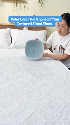 Solid Color Plaid Design MattressCover, 1 Count WaterproofMattress Cover or 2 CountsPillowcase without Filler, SoftMattress Protector for Bedroom, Valentine's Day Gift #FittedSheet#OffresPourToi #fyp #tiktokshop #tik_tok 