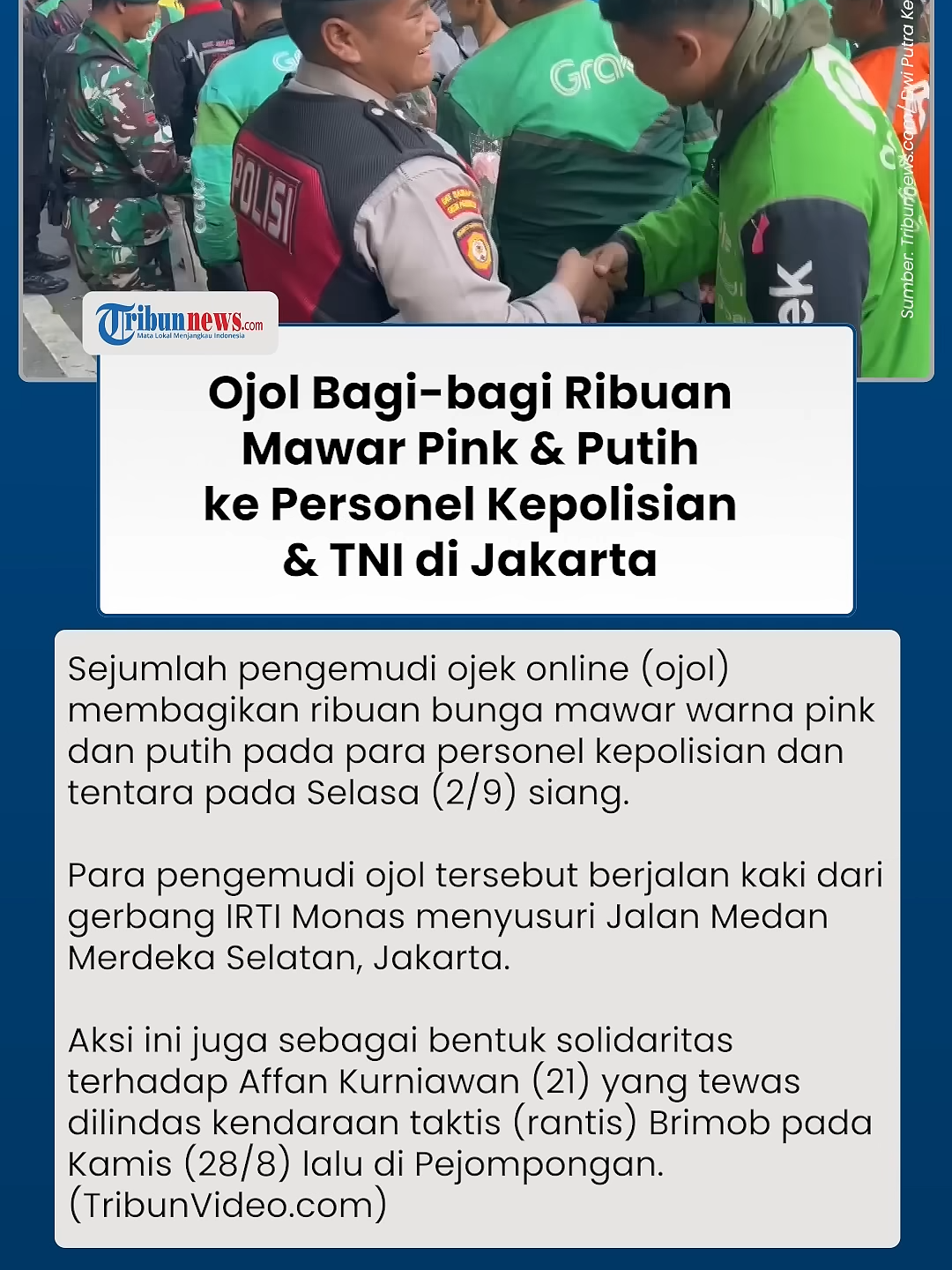 Polisi dan TNI Dapat Ribuan Mawar Putih dan Pink dari Ojol seusai Demo yang Berujung Ricuh #ojol#aksisolidaritas#mawarpink #mawarputih #tnipolri #kabarterbaru
