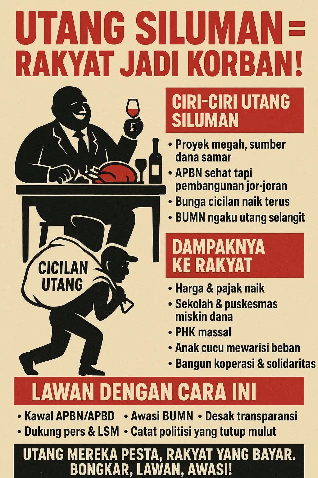 “Hidden debt” itu istilah manis untuk hutang yang disembunyikan atau tidak muncul jelas di laporan resmi. Bahasa halusnya: utang di balik layar. Bahasa kasarnya: bom waktu yang sengaja ditutup karpet supaya kelihatan ruang tamu masih bersih. Biasanya ada dua bentuk: 1. Hutang off-balance sheet – kewajiban yang sengaja tidak dicatat di neraca, misalnya lewat skema kerja sama, kontrak jangka panjang, atau anak perusahaan yang dijadikan tempat parkir utang. 2. Kontinjensi dan komitmen tersembunyi – misalnya pemerintah atau perusahaan menjamin pinjaman pihak ketiga, tapi jaminan itu tidak muncul sampai masalahnya meledak. Contoh gampang: Pemerintah daerah ambil utang lewat BUMD, tapi tidak dilaporkan sebagai utang resmi pemerintah pusat. Perusahaan bikin special purpose vehicle (SPV) untuk ambil pinjaman, jadi laporan keuangannya terlihat sehat padahal di baliknya menumpuk beban. Singkatnya, hidden debt = utang yang dipoles biar tampak tak ada, sampai suatu saat tagihan mampir dan semua orang pura-pura kaget. sumber: arsip ex