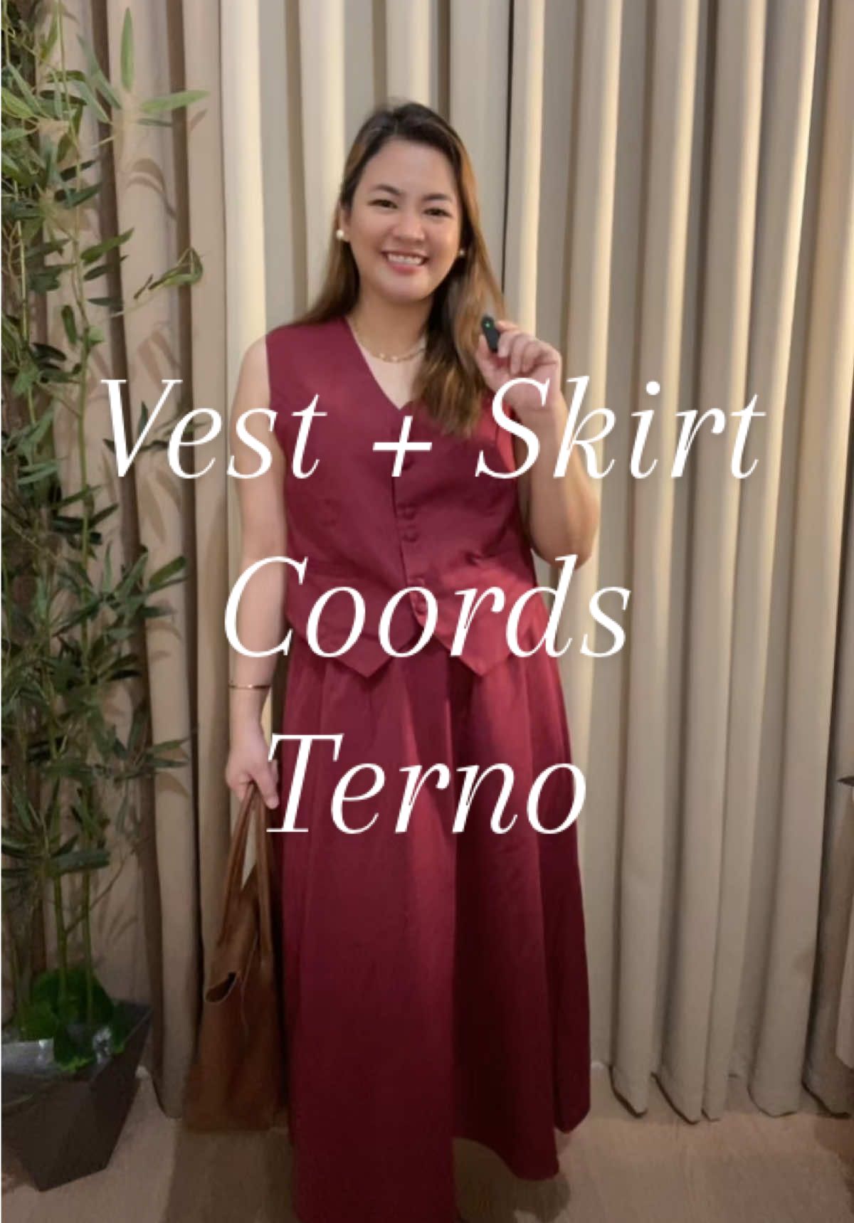This vest + skirt set is giving classy pero affordable vibes! 🤎 #vestcoords #vestskirt #coordinates #terno 