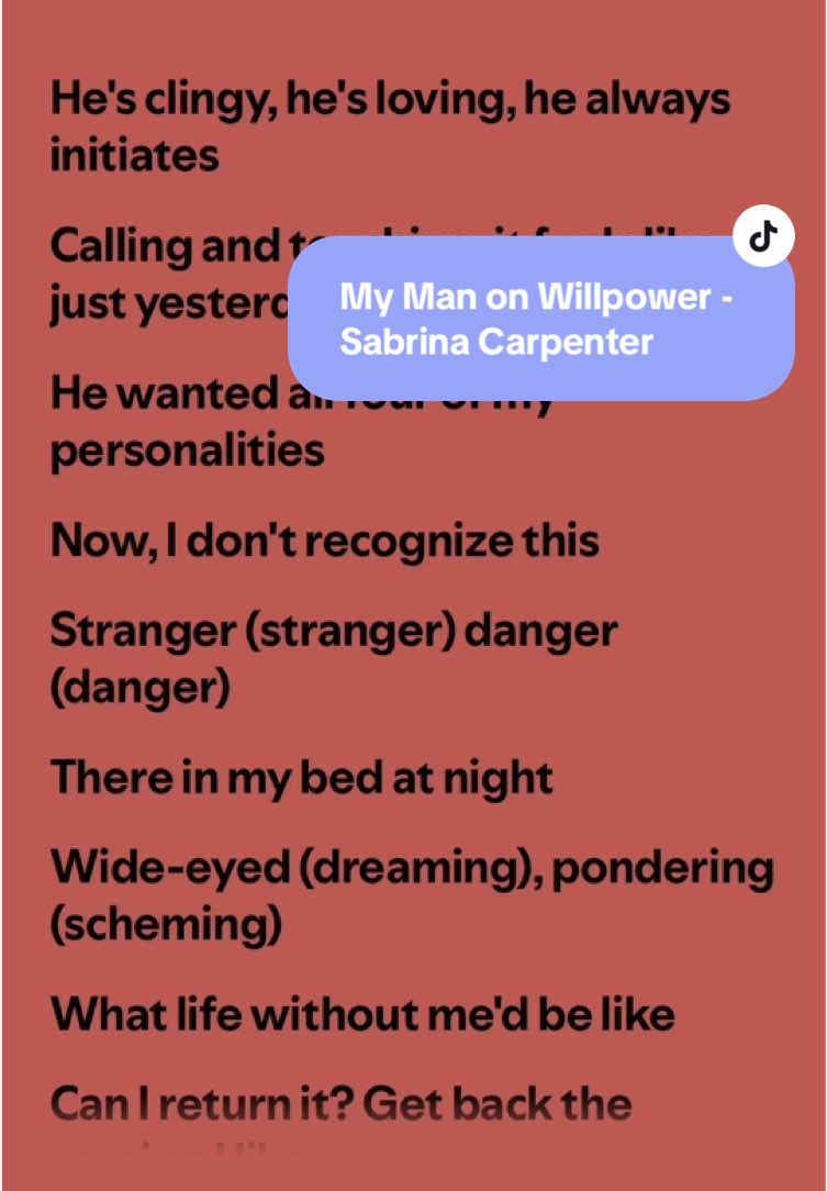 My Man on Willpower - Sabrina Carpenter • • • #lyricsvideo #fyp #sabrinacarpenter #lyric 
