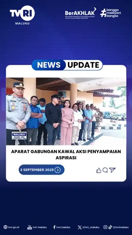 Aksi penyampaian aspirasi mahasiswa dan OKP di Kabupaten Kepulauan Tanimbar terpusat di kantor DPRD. Massa dari BEM Universitas Lelemuku Saumlaki dan sejumlah organisasi pemuda diterima pimpinan DPRD untuk menyampaikan tuntutan. Kapolres Kepulauan Tanimbar, AKBP Ayani, mengingatkan peserta aksi agar tetap tertib dan tidak anarkis demi menjaga situasi kamtibmas kondusif. Usai berorasi, massa berdialog bersama pimpinan DPRD dan Kapolres di ruang rapat dewan. #TVRIMaluku #Tanimbar #DPRDTanimbar #AksiDamai #Mahasiswa 