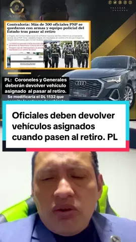 👮🏻‍♂️🚙‼️El Oficial de la PNP o FFAA que pase al retiro deberá devolver el vehículo asignado que no podrá ser vendido‼️ ✅El congresista José Luis ELÍAS AVALOS y su bancada APP, presentaron el PL 12269/2025-CR, que modifica el DL 1132, específicamente «El Oficial que pasa a situación militar o policial de retiro devolverá el vehículo asignado, el cual será puesto a disposición de la administración militar o policial que corresponda para su reasignación en uso» «Los vehículos no podrán ser vendidos, prestados y/o donados a personas naturales o jurídicas». 🤔¿Qué opinas❓ ➡️Lee la nota completa en JURISPOL.PE ===•••===•••===•••===•••= 📚Libro + Simulador📲 👮🏻‍♂️ 📚JUNO Editores: 939881310. #yurytoscanojurispol #jurisprudenciapolicial #proyectodeley #dl1132 #vehículospoliciales 