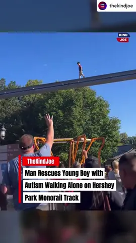 A man is being praised after saving a young boy with autism who was spotted walking alone on the monorail track at Hershey Park in Pennsylvania. The ride wasn’t running at the time, but the child managed to climb up and begin walking along the track before being safely brought down. The incident has raised questions about how the boy was able to get that far without supervision and why security didn’t intervene sooner. While many are calling the man a hero, others are pointing to serious safety concerns and urging Hershey Park to review how such a situation could happen. #brave #respect #pennsylvania #fyp #autism 