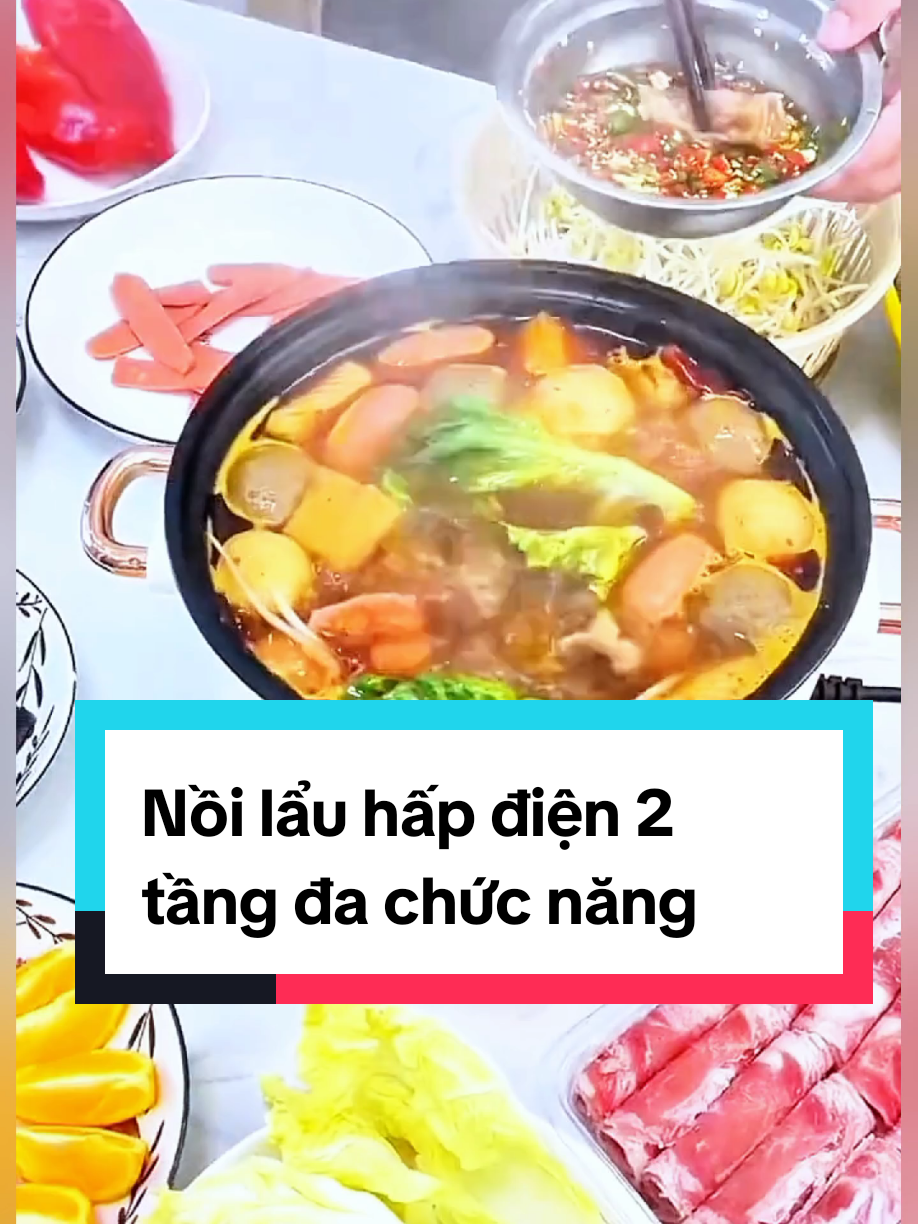Nồi lẩu hấp điện 2 tầng dùng cho gia đình đa chức năng,dung tích 4L,công suất lớn#noilaudien #noilaudanang #xuhuongtiktok #xuhuong 