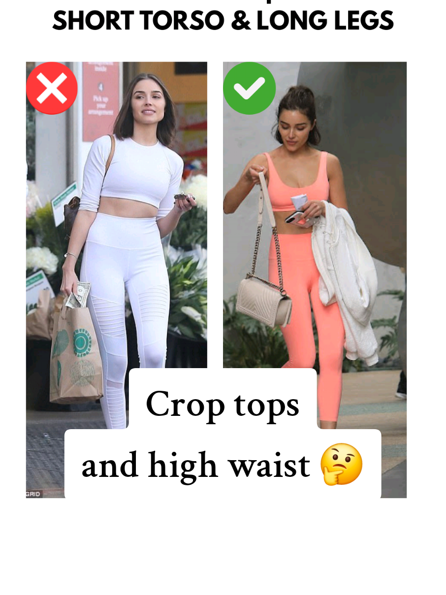 How to wear crop tops with high waist when you have a short torso and long legs. For the gym wear socks or cropped leggings to balance the proportions. For jeans / trousers wear them cropped or ankle length. #creatorsearchinsights  #shorttorso #figure8bodyshape 