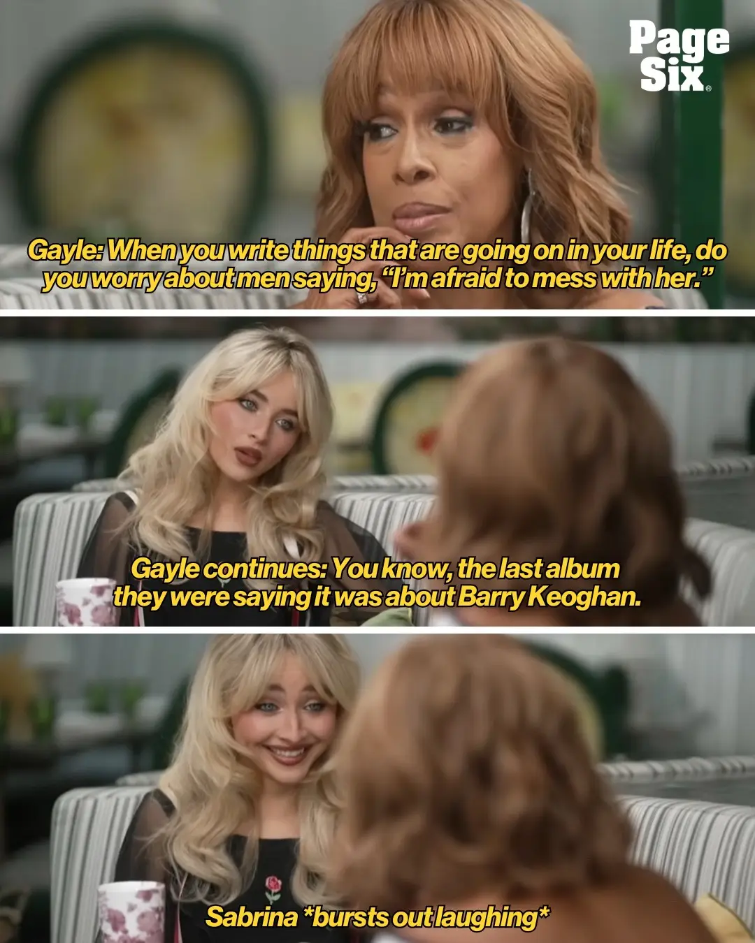 Sabrina Carpenter had to laugh when Gayle King name-dropped Barry Keoghan 😂 📸: CBS Mornings, Wire Image