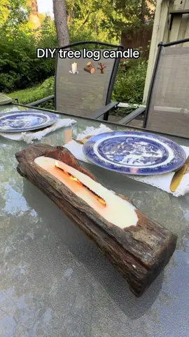 DIY tree log candle 🕯️ 🪵 ♻️ From thrifted log ➝ to glowing rustic candle 🕯️🪵 Who knew secondhand finds could look this magical? The perfect mix of sustainability, coziness, and ASMR wax-pouring satisfaction ✨ #DIY #asmr #diycandles #candlemaking #fyppppppppppppppppppppppp 