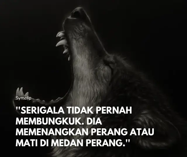 Motivasi dari kata-kata tersebut adalah tentang kegigihan, kehormatan, dan keberanian yang tak tergoyahkan. Serigala tidak pernah membungkuk. Dia memenangkan perang atau mati di medan perang. Kata-kata ini memotivasi kita untuk tidak pernah menyerah. Seperti serigala yang gagah, kita harus memiliki harga diri dan tekad baja. Kita tidak boleh tunduk pada keadaan sulit atau tantangan yang datang. Hidup adalah medan perang, di mana kita berjuang untuk mimpi, tujuan, dan kebahagiaan kita. Ada dua pilihan yang jelas:  * Menang: Kita berjuang dengan sekuat tenaga, menggunakan setiap strategi, dan tidak pernah berhenti sampai kita mencapai kemenangan. Ini bukan hanya tentang hasil akhir, tetapi juga tentang keberanian dan ketangguhan selama proses.  * Mati di medan perang: Ini adalah metafora untuk berjuang sampai titik darah penghabisan, hingga tak ada lagi yang bisa dilakukan. Ini bukanlah kegagalan, melainkan tanda kehormatan dan semangat yang tak tergoyahkan. Lebih baik kalah setelah berjuang sekuat tenaga daripada menyerah tanpa perlawanan. Jadi, jadilah seperti serigala. Jangan pernah membungkuk. Hadapi setiap tantangan dengan kepala tegak, dan tunjukkan kepada dunia bahwa kamu pantas mendapatkan apa yang kamu perjuangkan. #fyp #motivasihidup 