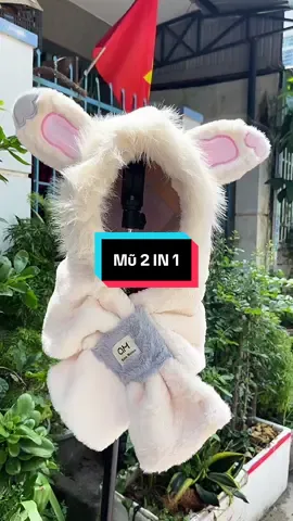 Mũ lông cừu tai thỏ mùa đông nón len nữ trùm đầu kèm khăn quàng cổ giữ ấm phụ kiện thời trang 2in1#mulongcuu #mutaitho #mulentrumdau #tiepthilienket #MuLen💥TuiCoi 