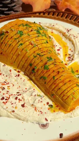 Hasselback Butternut Squash with Feta Dip Full Recipe via  𝐋𝐢𝐧𝐤 𝐢𝐧 𝐦𝐲 𝐁𝐢𝐨 or 𝐄𝐒𝐒𝐄𝐍𝐏𝐀𝐑𝐀𝐃𝐈𝐄𝐒.𝐂𝐎𝐌 #hasselbacksquash #butternutsquash #fetadip #fallrecipes