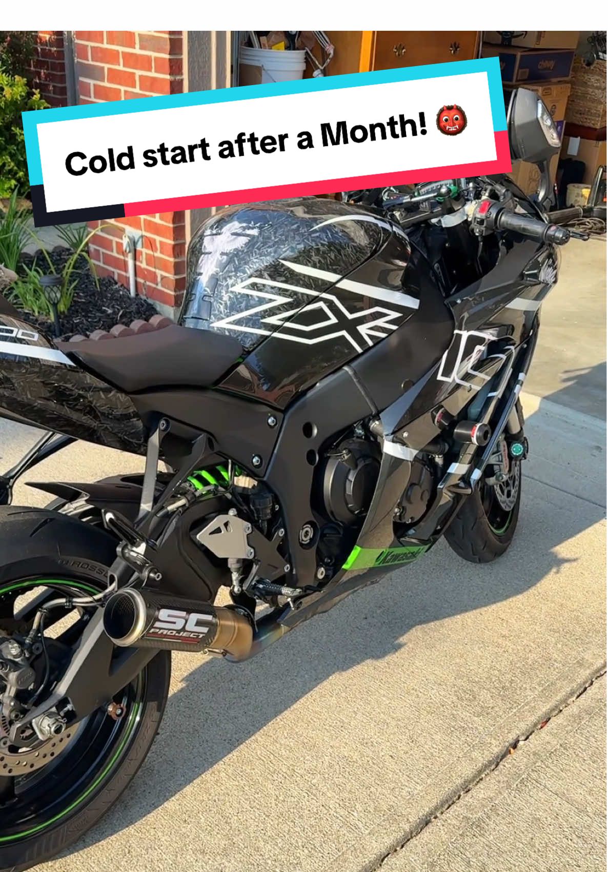 Cold start on the ZX10R after a month.. 👹 #coldstart #motobike #motorbike #bikelife #biker  