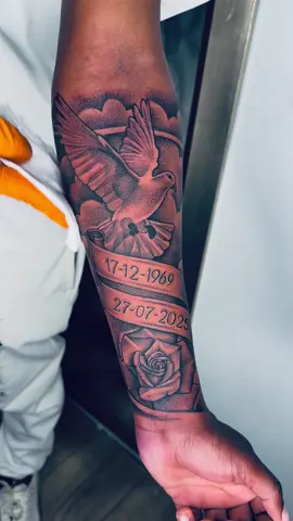 A first tattoo that carries eternal meaning 🕊️✨ A beautiful memorial piece to honor and remember a loved one, forever etched in ink.  #RestInPeace #MemorialTattoo #InkByNala” And with your studio details added: 📍 Ink_by_Nala Tattoo Studio 1090 Burnett Street, Hatfield, Pretoria 📩 Bookings via WhatsApp 065 178 0809