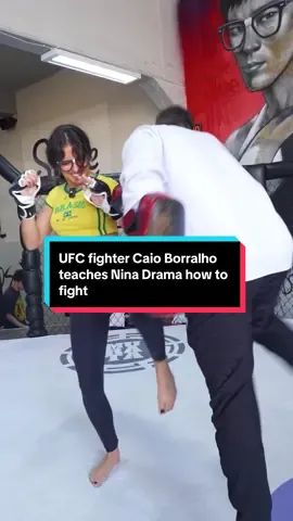 UFC fighter Caio Borralho teaches Nina Drama how to fight! Nina learns the flying knee kick and how to strike! #mma #UFC #jiujitsu #ninadrama #ufcparis 
