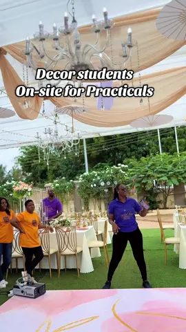 Event Decor students on-site for lessons. #eventplanningschoolinghana #crystalhazeeventschool #eventsindustry #eventprofessionals #eventdecorations 