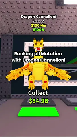 Ranking all mutation with dragon cannelloni #stealabrainrot #roblox #lucky #famous #fyp 