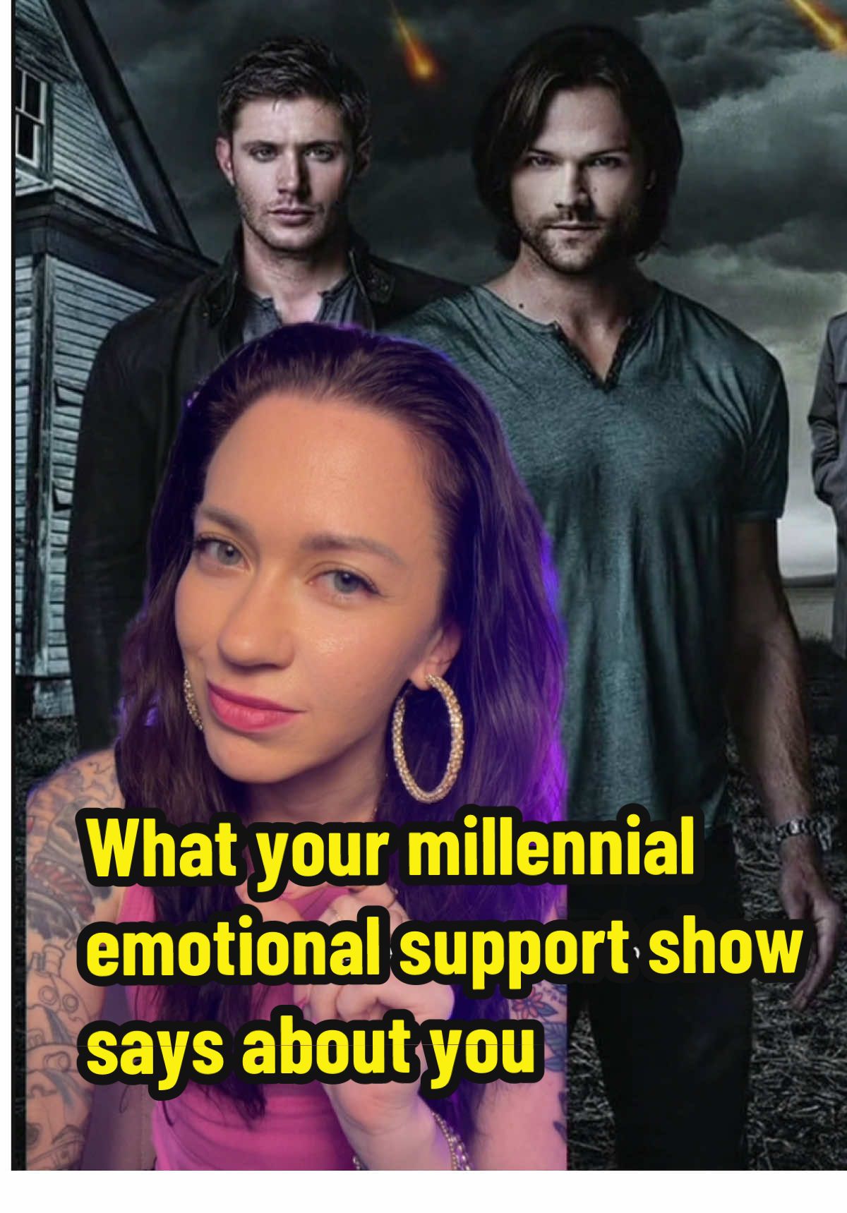 Tell me what your millennial emotional support series is and I’ll read you to filth 💕 👻 Supernatural: Sam and Dean’s unhealthy attachment patterns give you the codependent validation you want and make your own boundary issues feel normal and it makes you feel all warm fuzzy to see shared suffering creating unbreakable bonds because dysfunction was your family’s love language while you were growing up. Also we love to see masculine emotional intimacy minus toxicity, especially when a cool car is involved.    👼 The Good Place: Everything in life seems ethically complicated and you’re often paralyzed by choice so having a framework for being a good person really relieves your perpetual moral anxiety and you’ve found that existential crisis is indeed far more digestible with frozen yogurt. It was also a revelation to your perfectionist brain that mistakes aren’t fatal, which you’re only slightly embarrassed about learning this late in life. 🍂 Gilmore Girls: You have a compulsive need to analyze every single interaction and the fact that it’s done hyperverbally at lightning speed brings you an inner peace no yoga teacher named Becky has ever been able to give you.  🏥 Scrubs: It’s helpful to see that your quarter-life or mid-life crisis is common enough that someone made a lead character whose internal monologue filled with self-doubt and imposter syndrome matches your own and it also gives you hope that you can find your people even when chained to a soul crushing institutional environment.  🔮 Psych: Shawn’s overactive brain and pattern recognition makes you feel seen, every puzzle being solved gives you that rush of dopamine you’re constantly craving, and seeing someone’s hypervigilance due to childhood trauma being used as a super power gave you some optimism about your own “quirks” potentially becoming assets.  #nostalgia #2000s #comfortshow #millennials #whatyourfavoritesaysaboutyou 