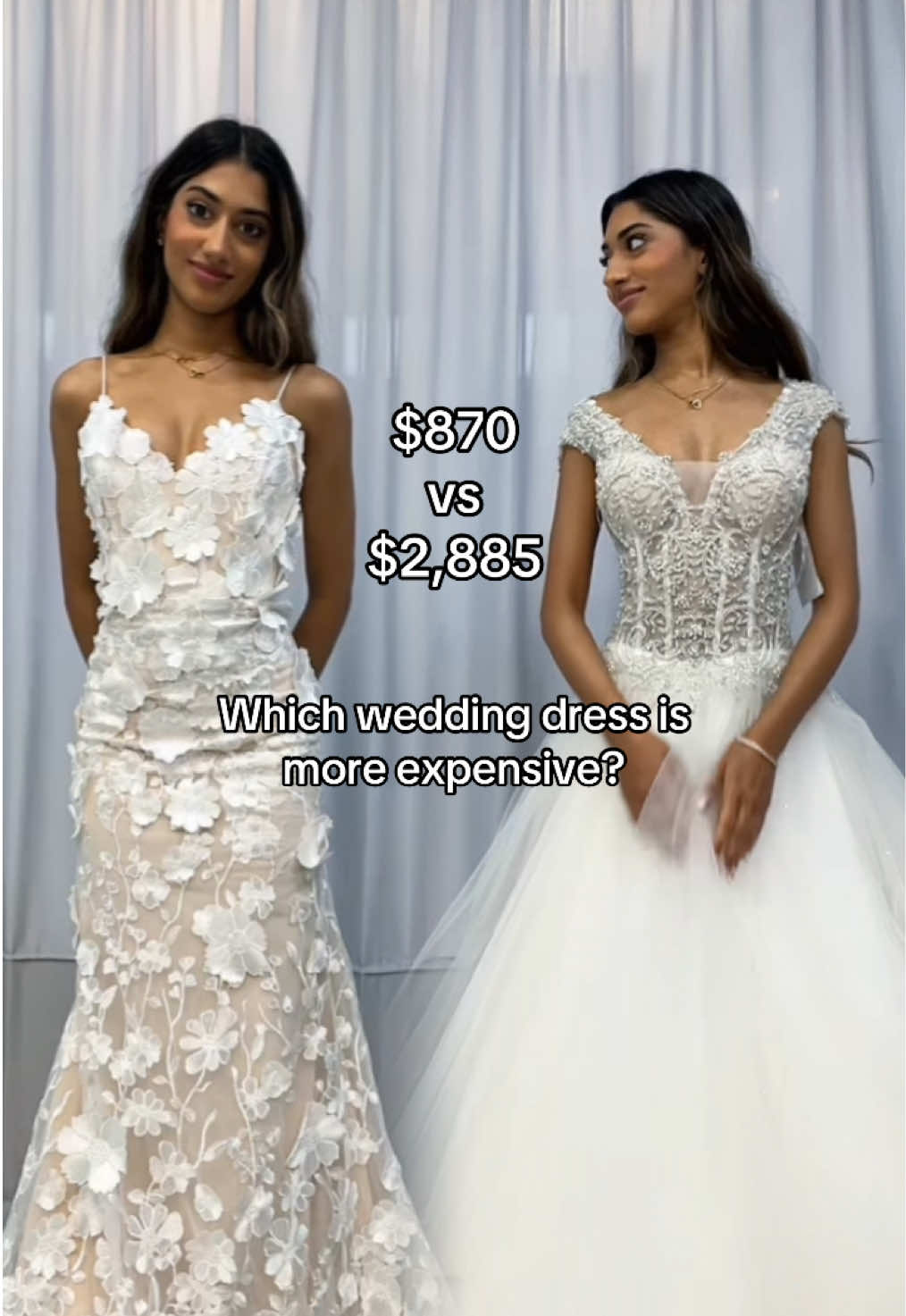 Can you make the correct guess? Comment below! #mermaidweddingdress #ballgown #youpick #weddingdress #guesstheprice 