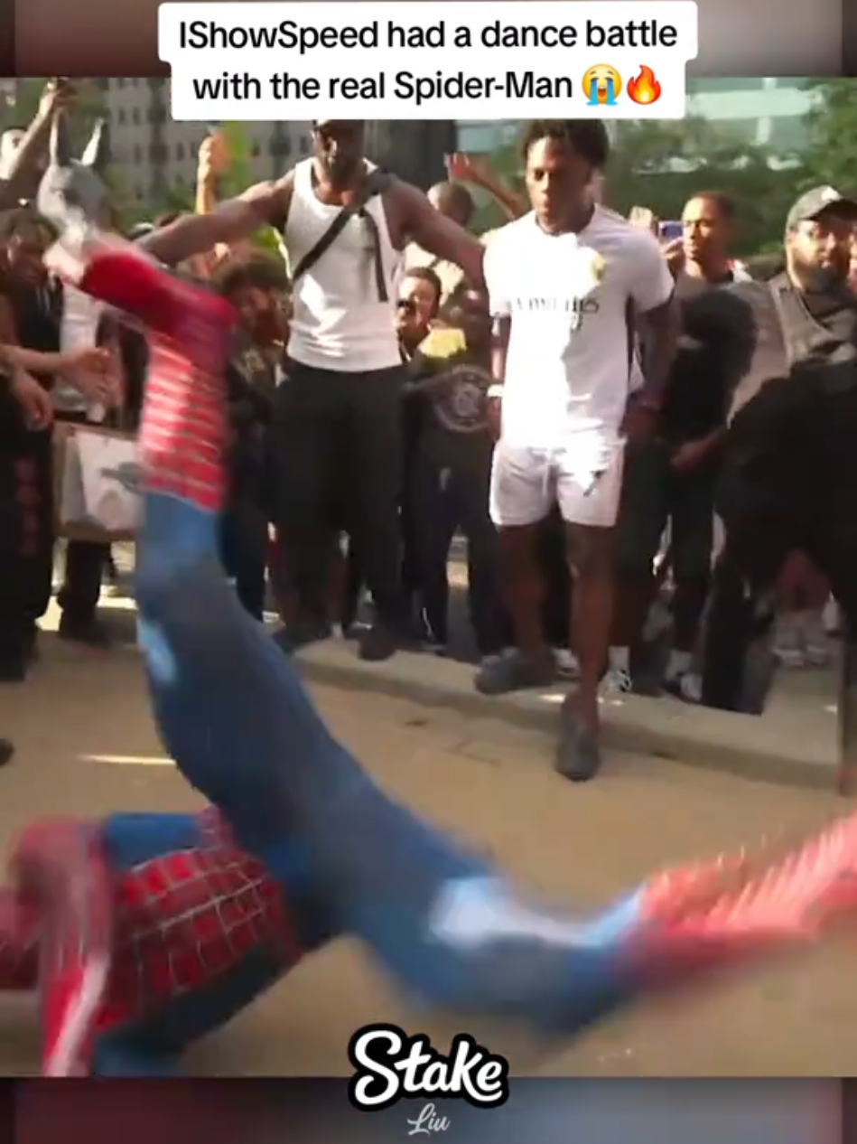 IShowSpeed had a dance battle with the real Spider-Man 😭🔥 #ishowspeed #fyp 