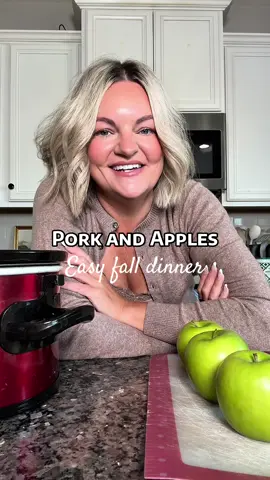 Such an easy dinner idea that the whole family will love! We shredded it and ate on buns.  3lb pork tenderloin 3 Granny Smith apples sliced  1 Tbs brown sugar 1 stick of butter Salt Pepper  Garlic powder 1 tbs cinnamon  #porkandapples #shreddedpork #easycrockpotrecipe #falldinnerideas #pulledpork 