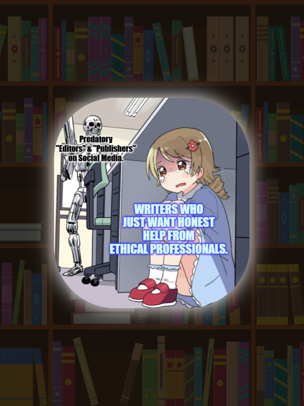 Stay safe out there, writers! 3 red flags:  🚩 1. Someone emails / texts / calls / DMs you out of the blue (similar to how you get spam calls on your phone). If you contact someone first and they simply reply to your query, fair enough. But the vast majority of stories about writers getting scammed begin with a random DM, email, or other unsolicited contact. This is often the only red flag newbies need to pay attention to in order to stay out of harm's way.  🚩 2. They flatter your manuscript, even though they've never read it. As any seasoned editor will tell you, you can't assess a manuscript without reading it. Even getting a chunk of it as a sample can help a little bit. But if all you've ever shared are snippets of your work, your musings, or funny memes, someone gushing about your manuscript makes no sense. Additionally, if you're still writing your first or second draft, chances are that it's going to be the worst possible version of your piece. Don't let someone gas you up just to get money out of you.  🚩 3. The account / website they reach out to you from is brand new. On social media, this will often be a profile with a generic picture instead of a company logo and the account follows loads of people but barely anyone is following them. Conversely, they have a massive amount of 