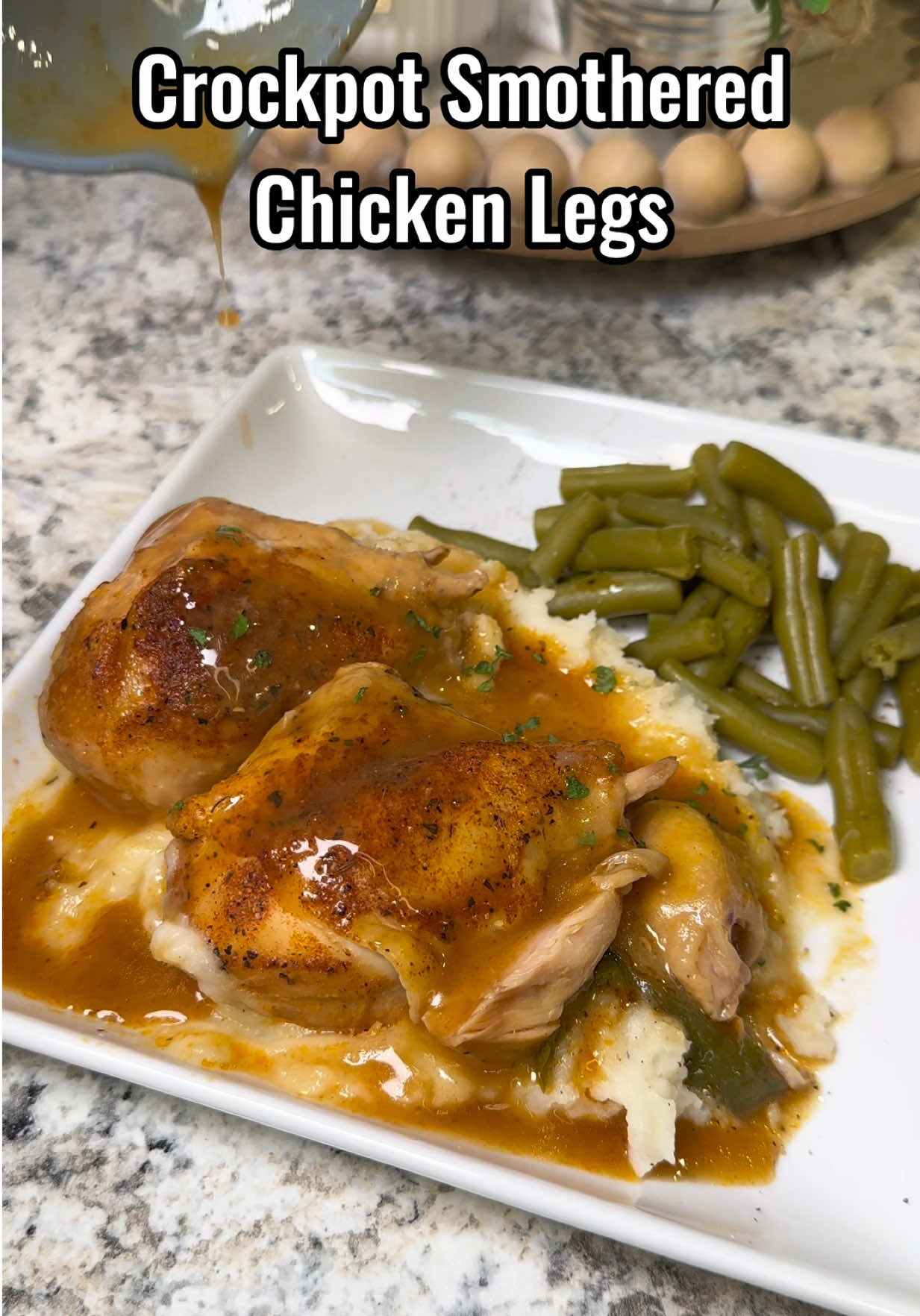 Crockpot Smothered Chicken Legs!! Full recipe on cookingwithkatiecross.com 😮‍💨🔥 #crockpot #dinner #EasyRecipe 