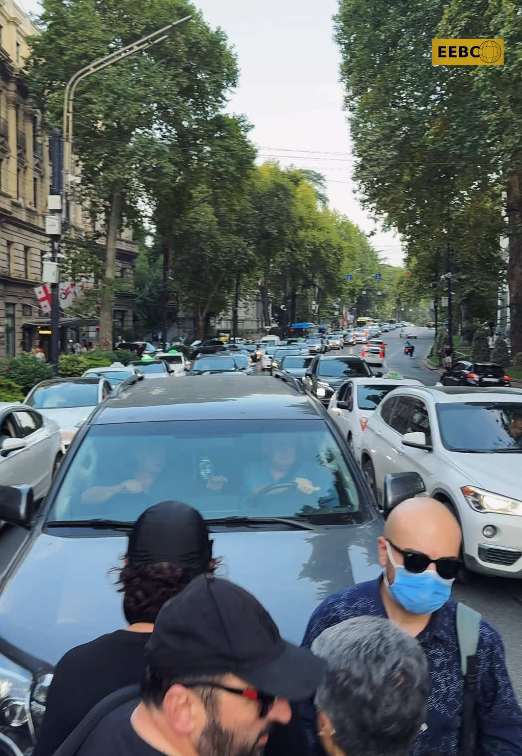 Today, on 279 day of the protest in Tbilisi a citizen has tried to drive through the crowd with his car, while the activist were blocking the road.  02.09.25🇬🇪