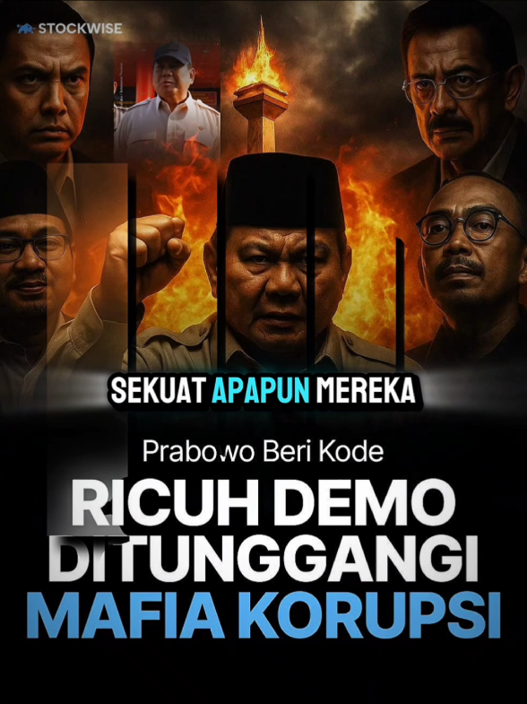 📺Presiden Prabowo Subianto 🇮🇩 menegaskan ada indikasi keterlibatan mafia 🕵️‍♂️ di balik kericuhan aksi demo 🔥. Ia memerintahkan Kapolri 🚓 untuk mengusut tuntas kasus ini dan berjanji akan menindak tegas 👊🏼 siapa pun yang terlibat. Prabowo menekankan bahwa ia tidak akan mundur ⚖️ dalam memberantas mafia demi rakyat. #andryhakim #stockwise #CapCut 