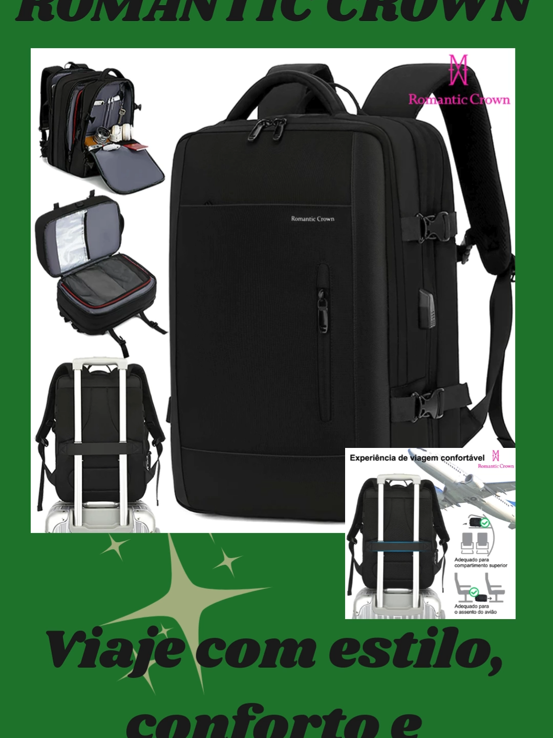 🎒 Mochila ROMANTIC CROWN ✅ Impermeável e reforçada ✅ Espaço para notebook 💻 ✅ Estilo executivo e unissex 🔥 De R$699 por apenas R$139! ⚡ Estoque limitado – GARANTA a sua agora! #ofertasimperdíveis #MochilaTop #OfertasShopee #AchadinhosOnline#PromoçãoRelâmpago #ViagemComEstilo