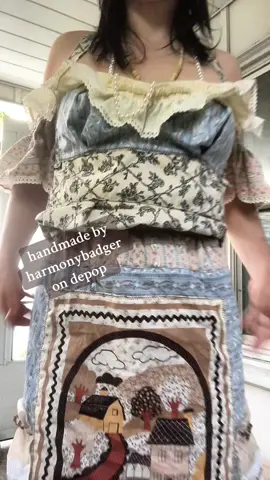 autumn milkmaid peasant core outfit inspo ✨ handmade by me from upcycled curtains - vintage estate sale finds. farmer fairy cottagecore french countryside shabby chic aesthetic -  hire me for costume creation or look through my treasures on @Depop 