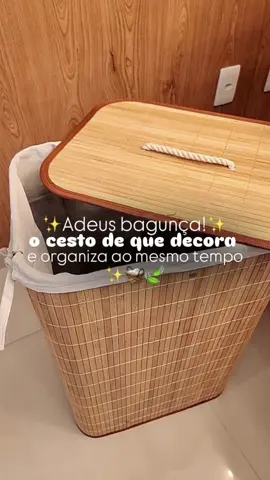 Esse cesto de roupa de bambu é espaçoso, resistente e ainda deixa sua casa muito mais bonita. #CestoDeBambu #OrganizaçãoDaCasa #AchadinhosTikTok #CasaOrganizada #decoraçãocomestilo 