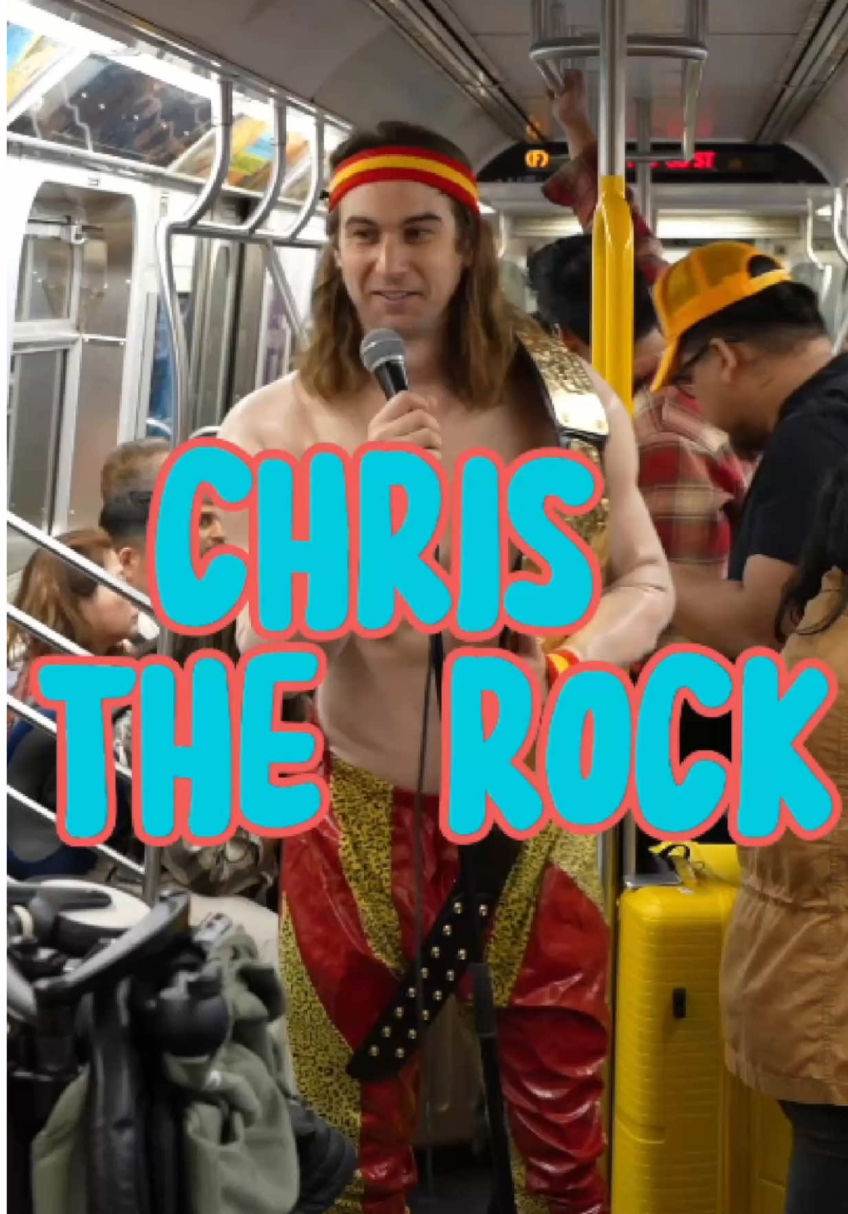 A wrestler does stand up on the subway in NYC. #wrestling #WWE #aew #tna