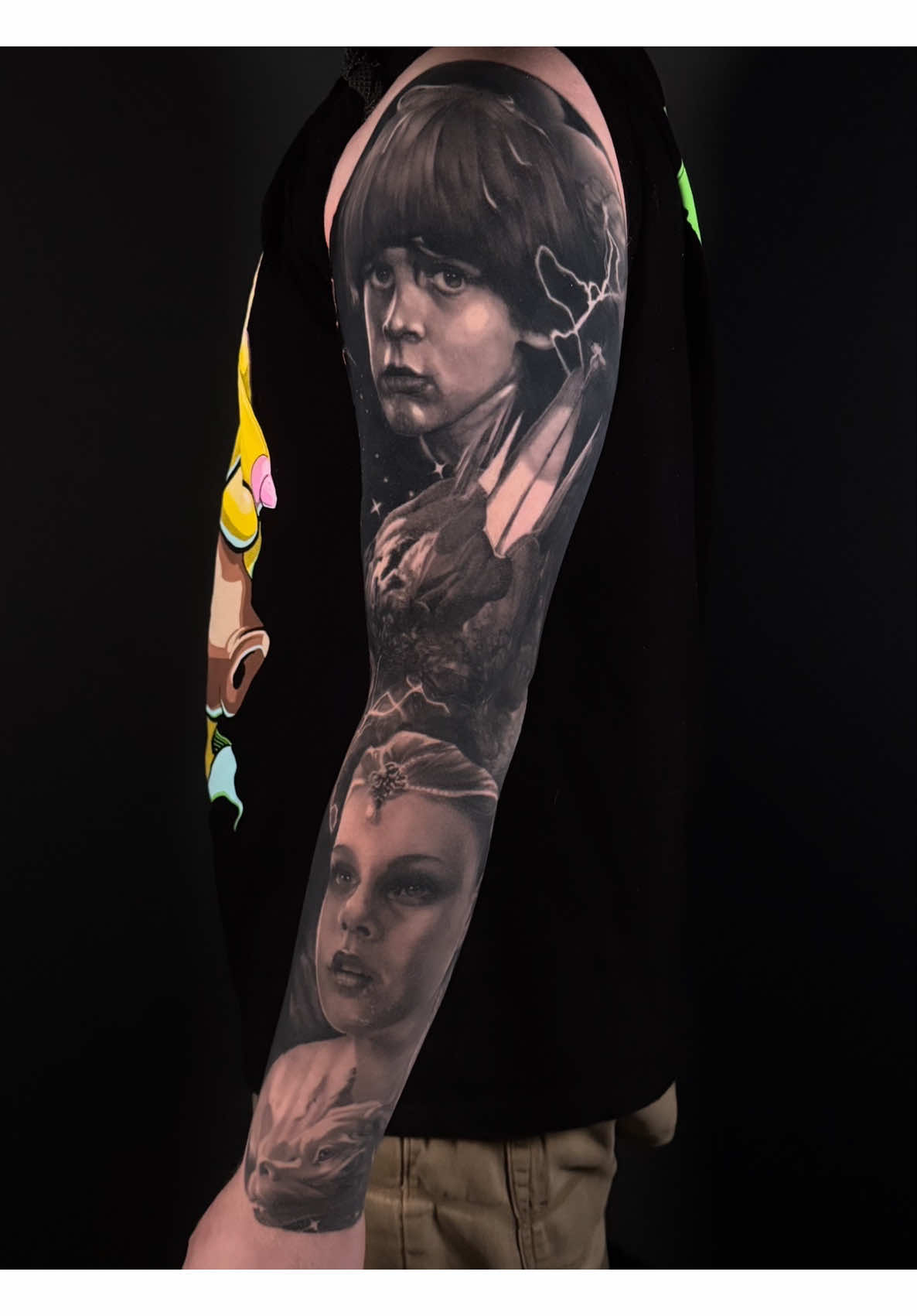 Never ending story sleeve #tattoo #neverendingstory #tattooartist #tattooart #dallastattooartist 