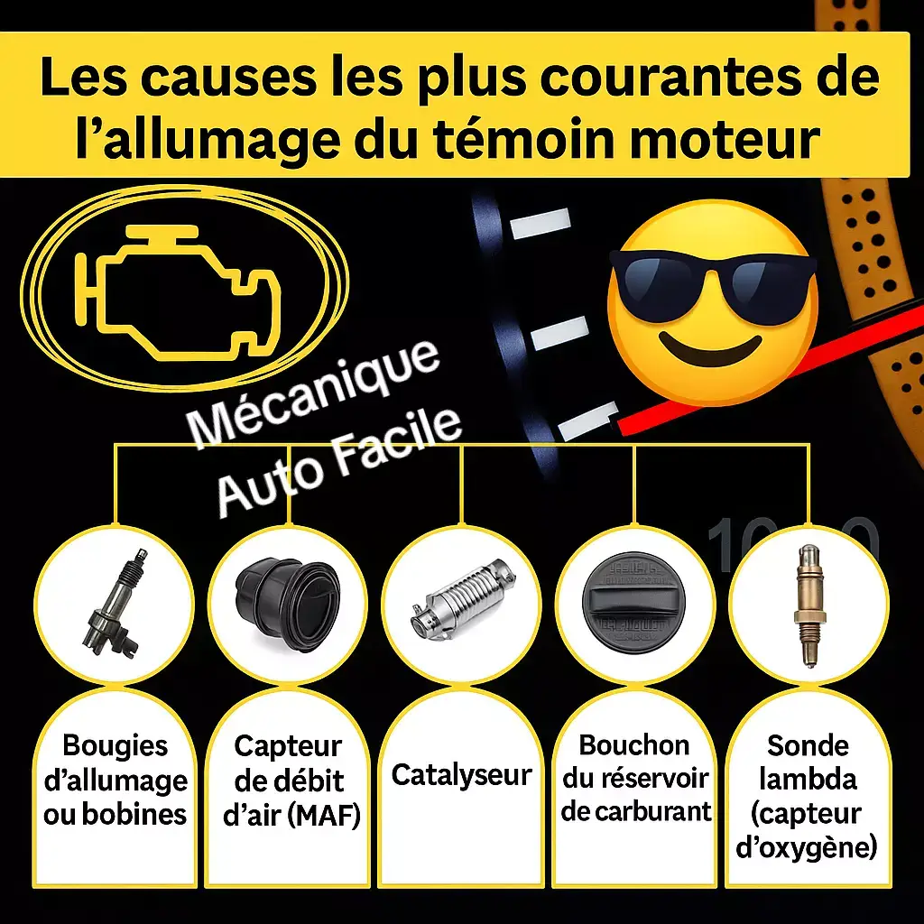 Les causes du témoin moteur 🤔⚠️ . . . #Mécanique #checkengine #voiture #conseils #pourtoi 