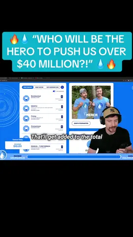 The finish line is in sight 🌊✨ Every second, every bid, every donation could be the one that makes history. Who’s stepping up? #MrBeast #TeamWater #Charity #youtuber 