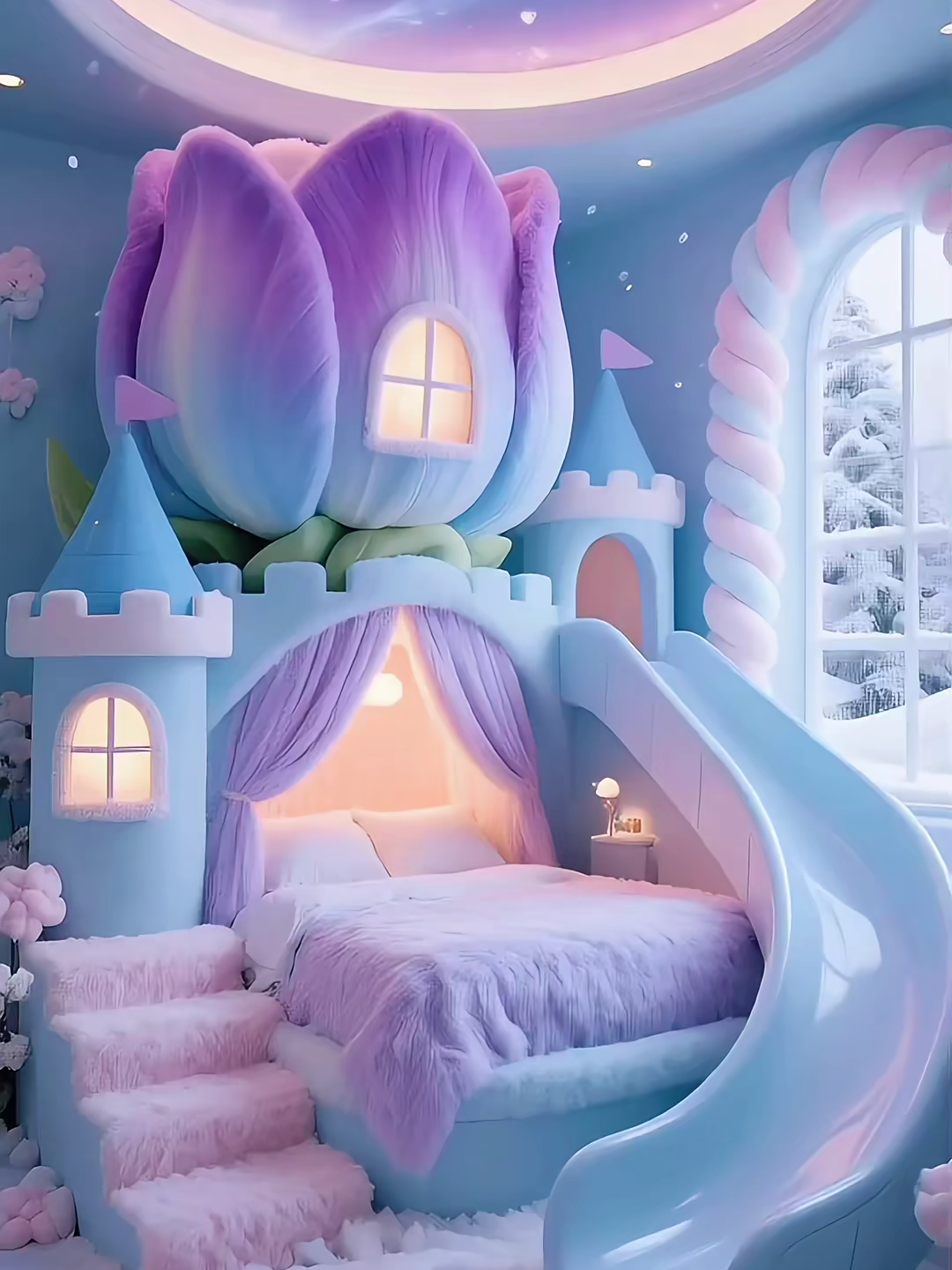 🏰 “A Fairytale You Can Sleep In” 🌸 Slide into dreams inside a blooming castle where bedtime feels like a storybook come to life. 💫🦄✨ #fy #fyp #princessroom #aestheticroom #fairytalebedroom #dreamroom #pastelvibes #kidroomgoals #roominspo #magicalvibes #cozydecor #castlebed #fantasyroom #interiordesign